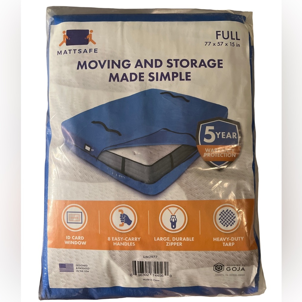 Full Size Mattress Blue Moving and Storage Bag NEW, Never Opened. Warranty.